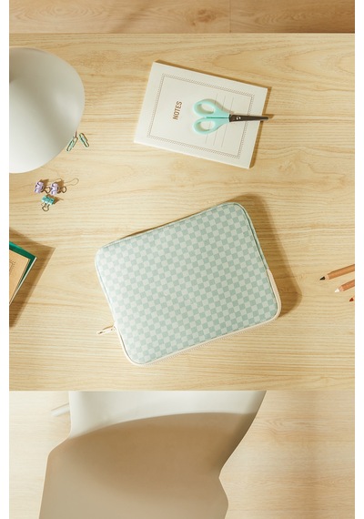 Ocean Home Textile Su İtici Leke Tutmaz Mint Dama Desen Tablet Taşıma Çantası / Kılıfı 27 X 21 X 2 Cm Tablet Kılıfı