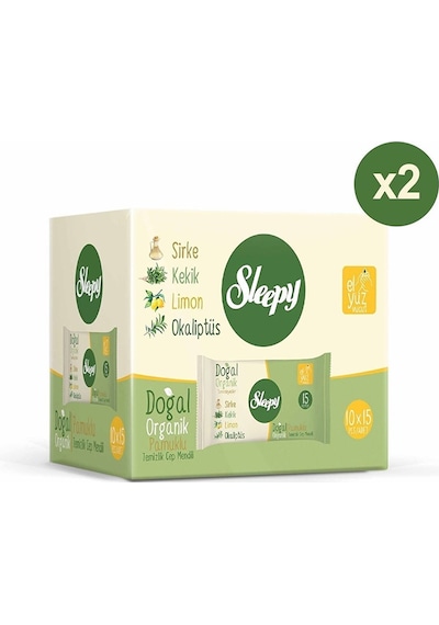 Sleepy Doğal Organik Temizlik Cep Mendil 2 X 10'Lu Paket 300 Yaprak