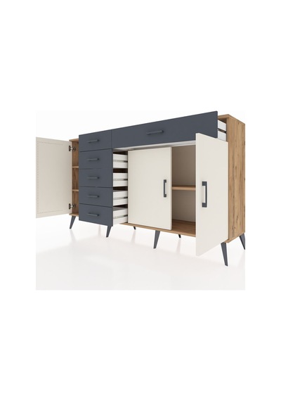 Hyperion Konsol 3 Raflı 6 Çekmeceli 3 Kapaklı 176x44x99 Çam-aytaş Çam-aytaşı/antrasit Hyperion Konsol 3 Raflı 6 Çekmeceli 3 Kapaklı 176x44x99 Çam-aytaş Çam-aytaşı/antrasit
