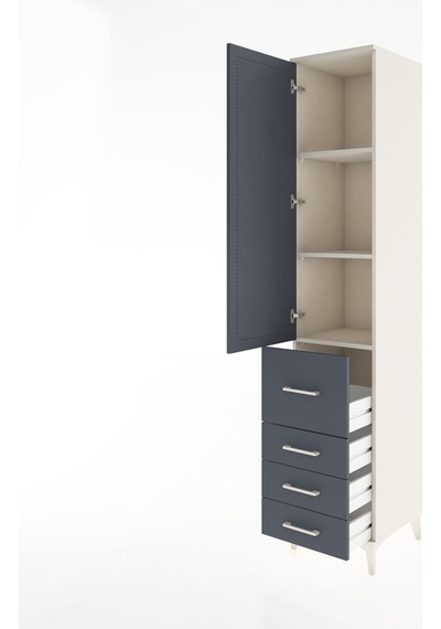 Hyperion Dolap 3 Raflı 4 Çekmeceli Tek Kapaklı 44x44x221 Aytaşı-antrasit Aytası
