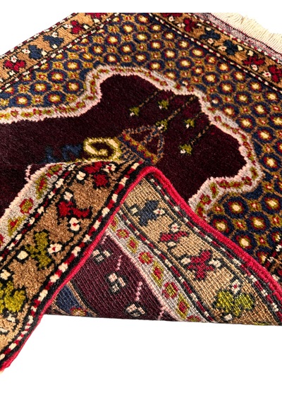 El Dokuma Küçük Namazlık 64x110 Bordo Kök Boya Namazlık Bordo