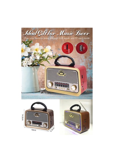 Nostaljik Radyo Mp3 Bt Eskitme Müzik Çalar Telefona Bağlanma Usb Şarjlı Dekoratif
