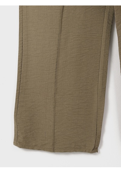 Lcwaıkıkı Classic Haki Beli Lastikli Dokulu Geniş Paça Kadın Pantolon