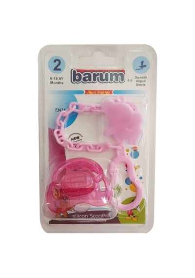 Barum Damakıl Klipsli Pembe Askılı Emzik 0-6 Ay Çok Renkli