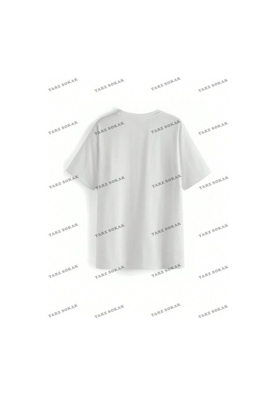 Startmore Unisex Bay Desen Baskılı Düşük Omuzlu T-shirt Kod-1334 Beyaz