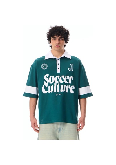 More Black Soccer Culture Baskılı Polo Yaka Premium Oversize Tshirt Nefti