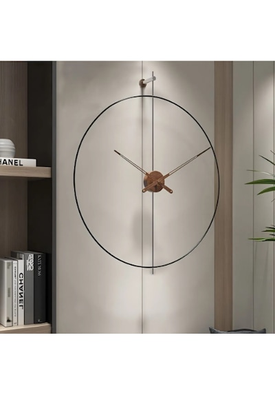 MetaQuartz Aksesuar Elissatime 60 Cm Siyah Modern Dekoratif Metal Duvar Saati