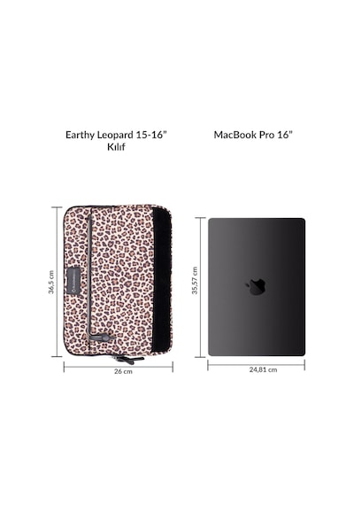 Bloominbag Earthy Leopard 15-16 İnç Laptop / Macbook Uyumlu Kılıf Kahverengi - Sarı