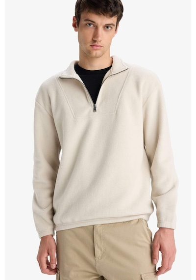 Defacto Boxy Fit Dik Yaka Yarım Fermuarlı Polar Sweatshirt E8632ax25wnbg721 Bej