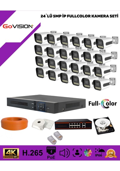 Go Vision 24'lü Güvenlik Ip Kamera Seti - 5mp Kamera
