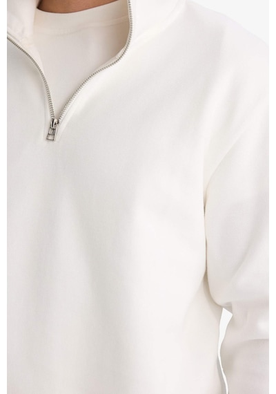 Defacto Dik Yaka Yarım Fermuarlı Sweatshirt F9323ax26spwt32 Beyaz-wt32