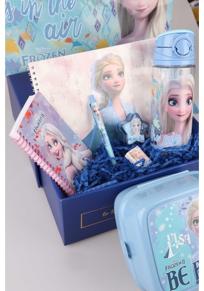 Dekomus Lisanslı Gıft Box Özel Kutulu "elsa'nın Mavi Okul Yolculuğu" Kırtasiye Ve Yemek Seti