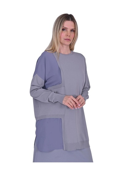 Invee İnvee Pencere Triko Tunik Gri 6986