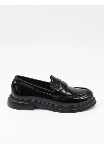 Nesilshoes Nesil Shoes Dvm 2530 Siyah Rugan Maskulen Kadın Loafer