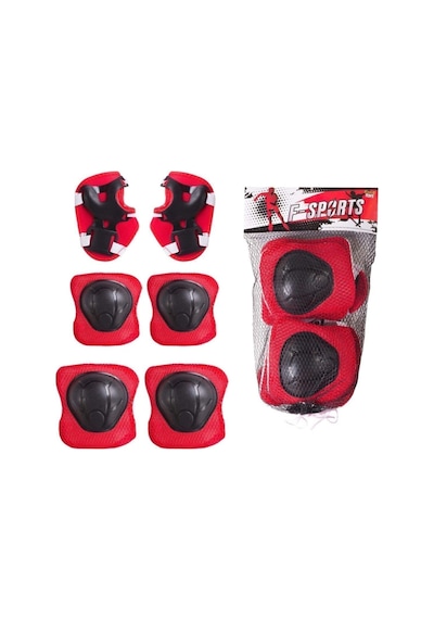 Kask Dizlik Dirseklik Koruyucu Set Paten Scooter Kay Kay Koruyucu Set Kırmızı