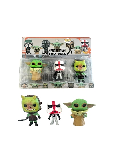 S.wars The Mandalorian Baby Yoda İncinerator Stormtrooper Gamorrean Fighter 3'lü Figür Oyuncak Seti