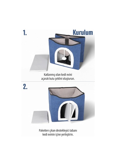 Ayrex Tineke Sevimli Katlanır Taşınabilir Çok Fonksiyonlu Kapalı Kedi Evi Yatağı Füme
