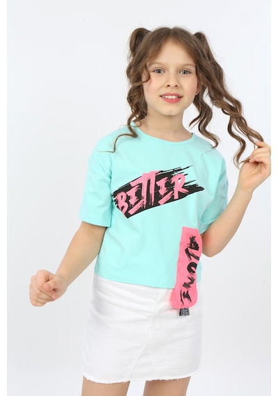 Toontoy Kids Toontoy Kız Çocuk Better Baskılı Tişört Yeşil