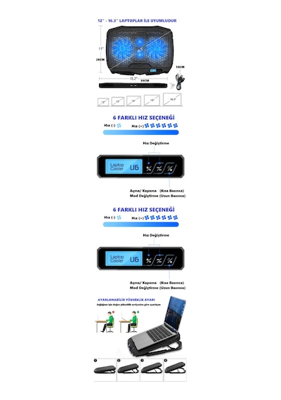 S18 Yükseklik Ayarlı 4 LED Fanlı Ayarlanabilir Laptop Soğutucu Notebook Bilgisayar Standı S18 Yükseklik Ayarlı 4 LED Fanlı Ayarlanabilir Laptop Soğutucu Notebook Bilgisayar Standı