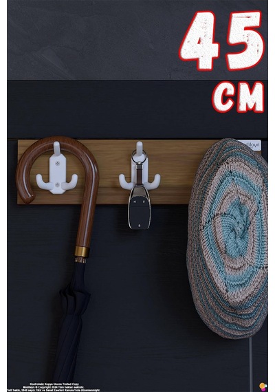 Arı 9 Kancalı Hol Askısı 3'lü Set 41,4x9,6 Cm - Şık Tasarım, Çok Amaçlı Düzenleyici Ve Yer Tasarrufu Kahverengi