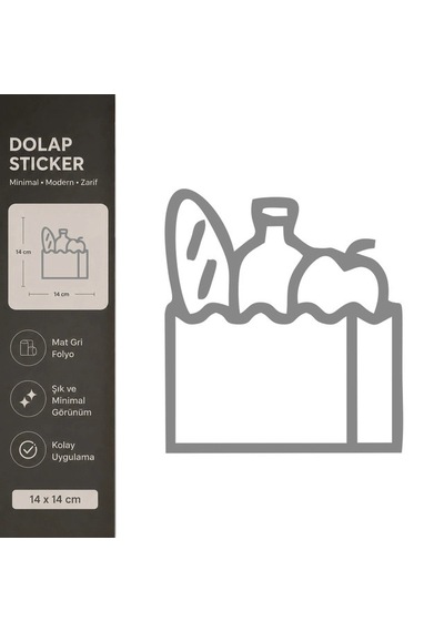 Market Ürünleri Mat Gri Dekoratif Folyo Sticker 14x14 Cm