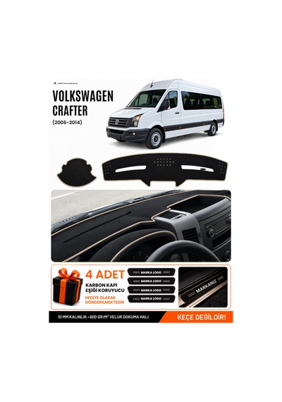 Volkswagen Crafter 2006-2014 Uyumlu Torpido Örtüsü, Torpido Kılıfı - Siyah-bej - Mb020