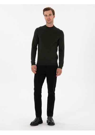 Cacharel Siyah Slim Fit Pamuk Karışımlı Kanvas Pantolon