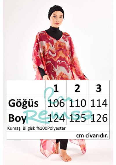 Adasea Uv Korumalı Mayo Üzerine Tek Pareo Kaftan 1704 Fuşya Fuşya