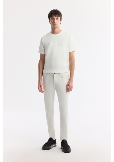 Avva Erkek Kırık Beyaz Klasik Bel Soft Touch Pamuklu Slim Fit Pantolon B003038