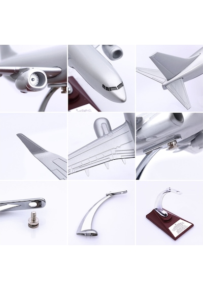 Zekupp - Maket Uçak - Boeing 737-800 1/100 - GÜMÜŞ RENK ÖZEL TASARIM Model Uçak