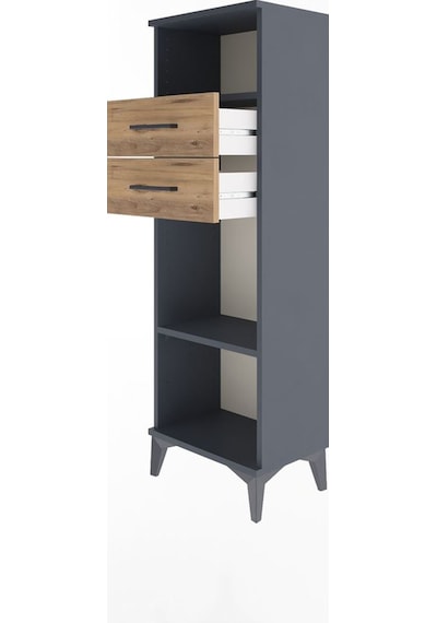 Arges Dolap 2 Raflı 2 Çekmeceli 44x30x134 Antrasit-çam Antrasit