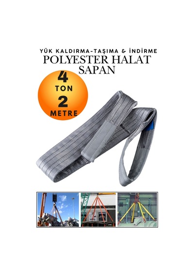 4 Ton 2 Metre Kahve Polyester Sapan - Yüksek Mukavemetli Yük Kaldırma Ve Taşıma Spanzeti - Endüstriyel Sınıf, Güvenli Bağlama Ve Sabitleme Halatı Ağır Yük Taşıma, İndirme ,sabitleme Halatı