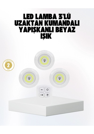 Hubrendy Tekno Kablosuz Gün Işığı 3 Lü Led Spot Lamba Kumandalı Diğer