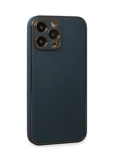 Cosmotex Newface Apple iPhone Uyumlu  13 Pro Kılıf Coco Deri Silikon Kapak - Mavi