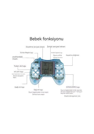 Tuomeng Elektronik Küçük Oyuncak Denetleyici Tetris Oyun Konsolu Anahtarlık Turuncu