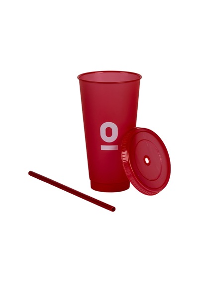 Kırmızı Tekrar Kullanılabilir Pipetli Bardak 730 Ml No:134 Kırmızı