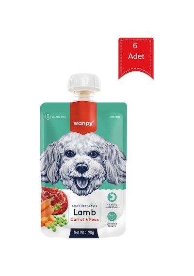 Wanpy Kuzu Etli Ve Havuçlu Ezme Köpek Ödül Maması 90 Gr X 6 Adet