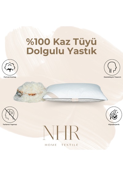 %100 Kaz Tüyü Dolgulu, %30 Gıdık Uyku Yastığı / 50x70 1000gr / 1