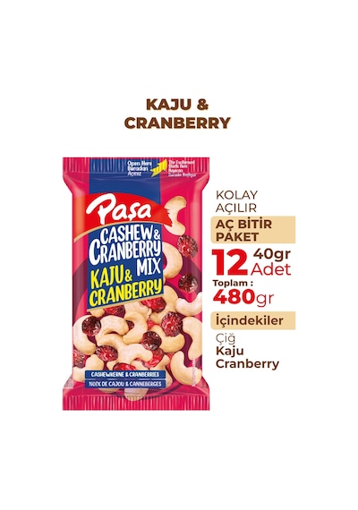 Paşa Kuruyemiş Çiğ Kaju & Turna Yemişi 12 x 40 G