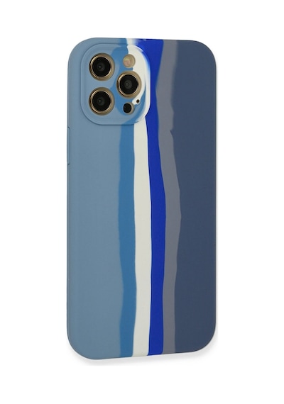 Newface - 20 - iPhone Uyumlu 12 Pro Kılıf Ebruli Lansman Silikon - Csmo-tex - - Mavi-gri