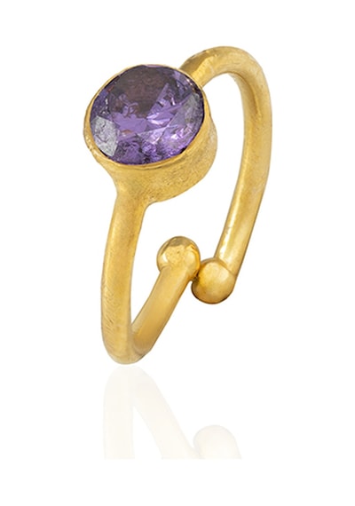 Kadir Jewellery 22 Ayar Altın Kaplama Zirkon Taşlı Ayarlanabilir Kadın Minimal Yüzük Açık Yeşil