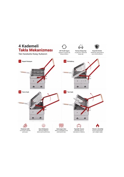 Çevirme Mekanizmalı Krom Mangal - Argeus Turnmaster Siyah