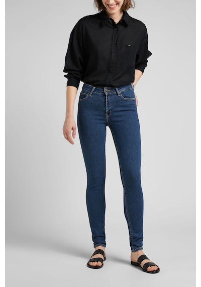 Lee Foreverfit Skinny Fit Dar Kesim Yüksek Bel Çok Dar Paça Lacivert Kadın Esnek Jean Denim Kot Pantolon L32SOVWD Lacivert