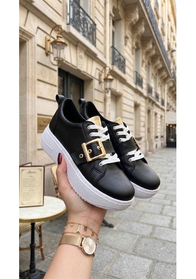 Marina Rosse Lusi Kemer Gold Detaylı Günlük Ortopedik Sneaker Siyah