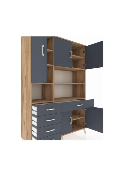 Hyperion Dolap 9 Raflı 5 Çekmeceli 5 Kapaklı 132x44x195 Çam-antrasit/antrasit Antrasıt/antrasıt - Atlas Çam Hyperion Dolap 9 Raflı 5 Çekmeceli 5 Kapaklı 132x44x195 Çam-antrasit/antrasit Antrasıt/antrasıt - Atlas Çam