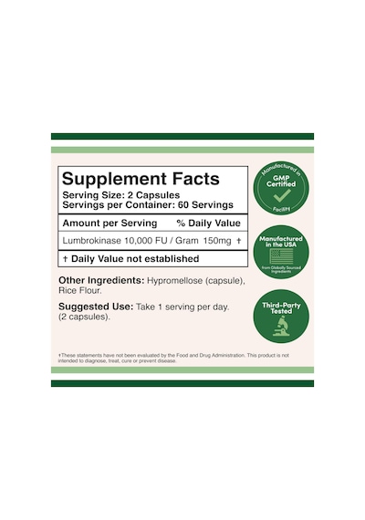 Double Wood Lumbrokinase Enzymes 120 Capsul.39. Aromasız
