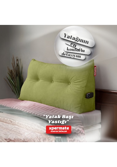 Yatak Başı Yastığı Sırt Ve Bel Destek Yastığı 120 Cm Yeşil