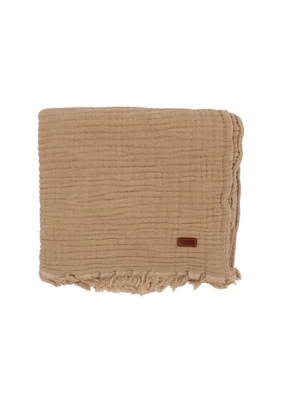 Unisex Kahve Püsküllü 4 Kat Battaniye 80x120 Çok Renkli