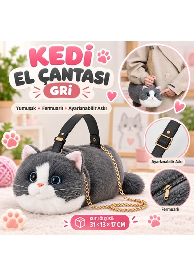 NessiWorld Kedi El Çantası Gri