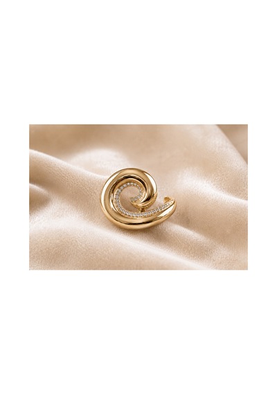 Spira Altın Renk Spiral Tasarım Gold Zirkon Taşlı Ayarlanabilir Yüzük